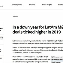 In a down year for LatAm M&A, bank deals ticked higher in 2019